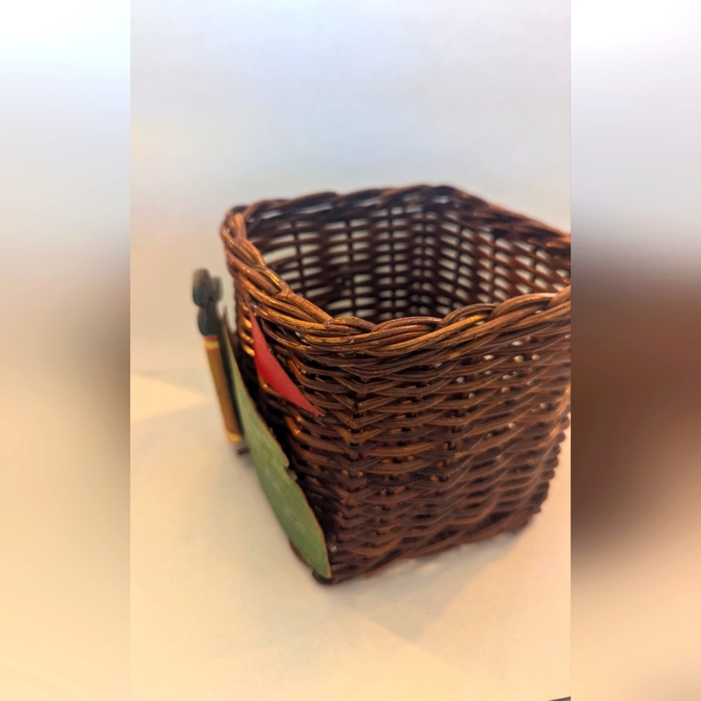 Vintage Gold Theme flora basket - trinket basket, remote control basket etc